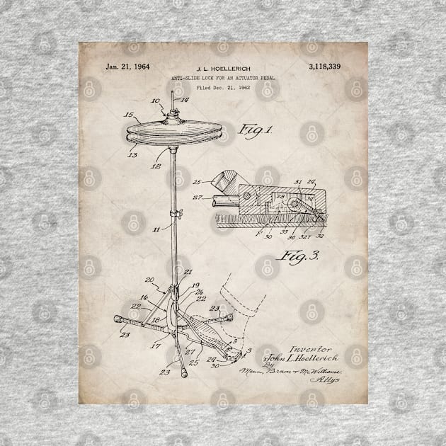 Hi Hat Drum Patent - Drummer Art - Antique by patentpress